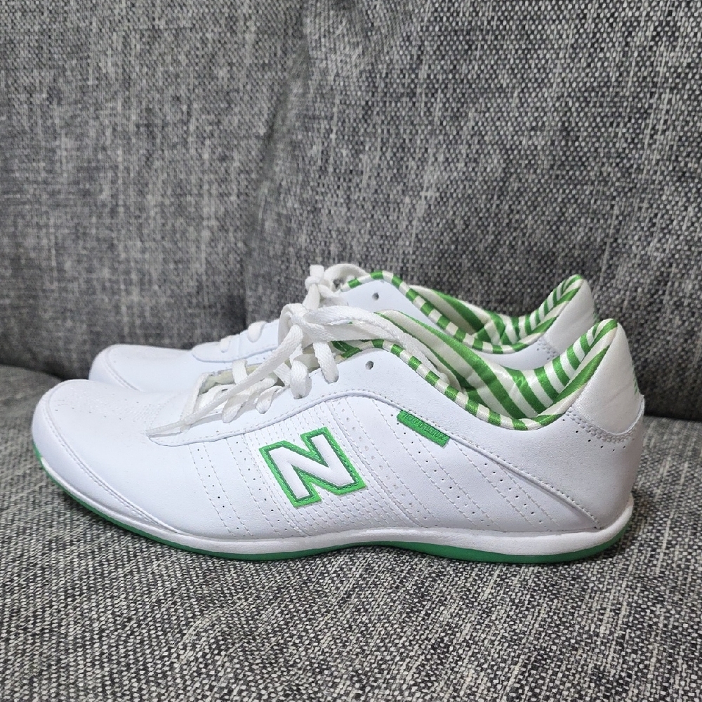 New Balance White Sneakers with Green Highlights